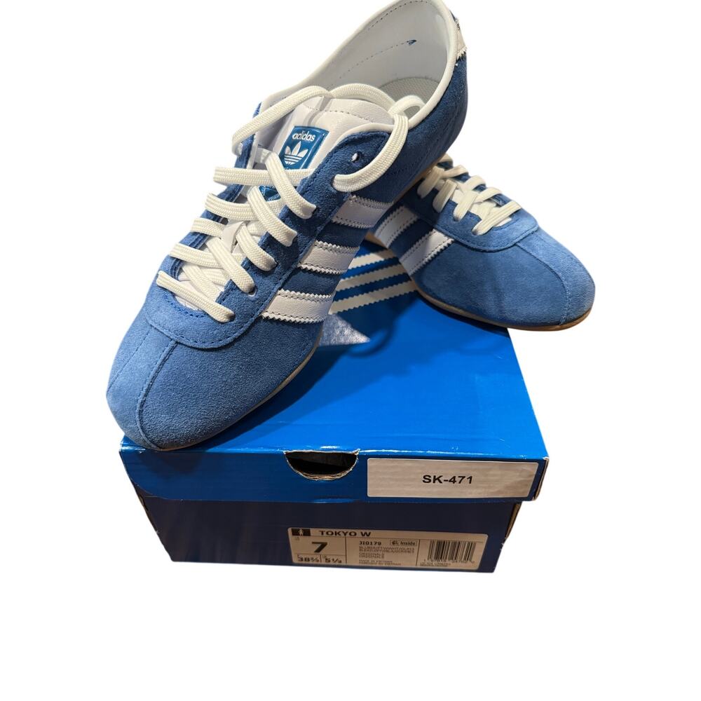 Adidas Tokyo suede shoe sneaker NEW woman size 7 Bluebird / Cloud White / Gum 3
